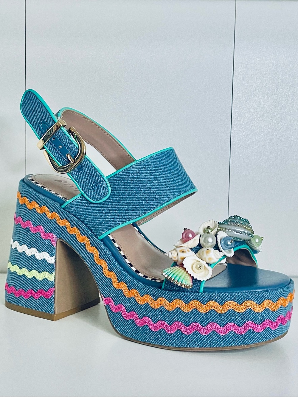 Betsey Johnson Denim Shellie Platform Shell Sandals (7)